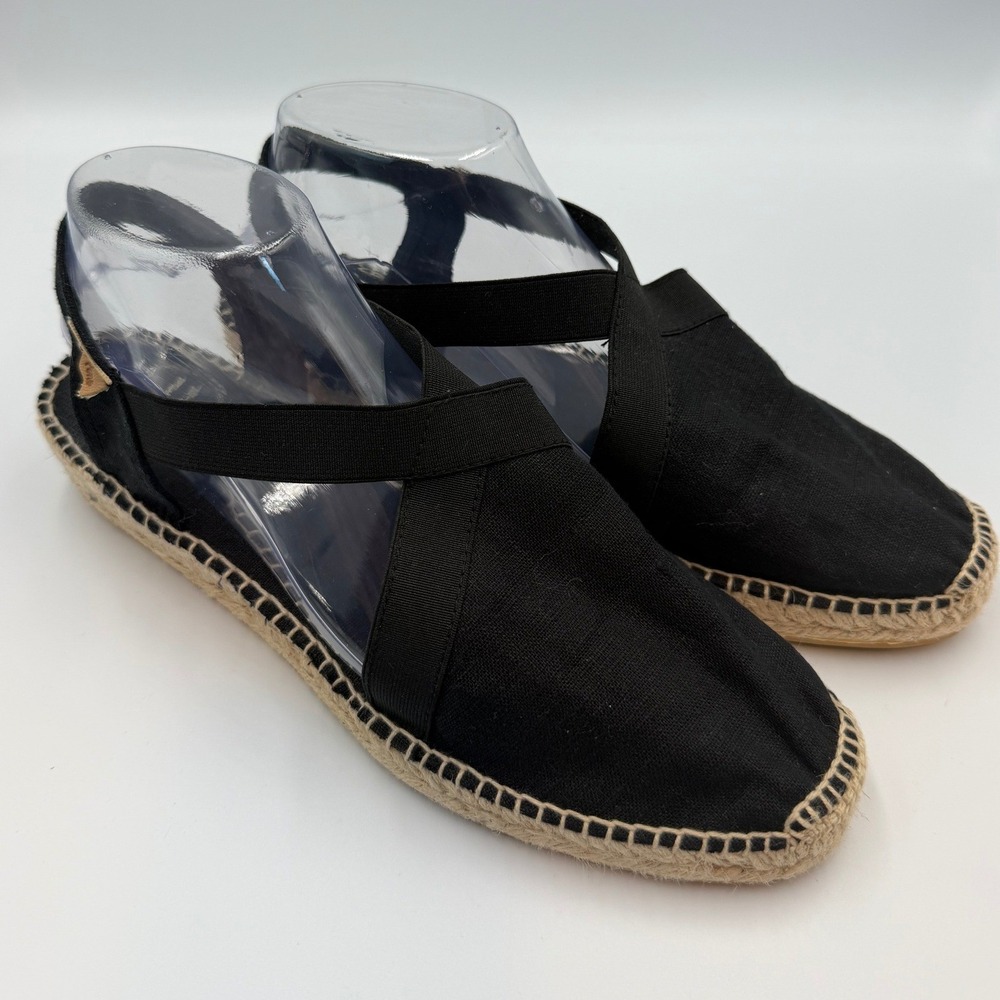 Toni Pons Origins Black Canvas Espadrille Sandals Elastic Straps Spain Womens 10
